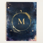 Monogramme céleste Blue Gold Galaxy Sky Planètes (Devant)