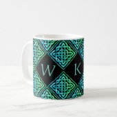 Monogramme Celtic Blue Green 3 Lettres Mug (Devant gauche)