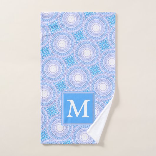 Monogramme Cercles bleu électrique motif (Serviette à main)