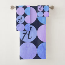 Monogramme Cercles Bleu Violet & Rose