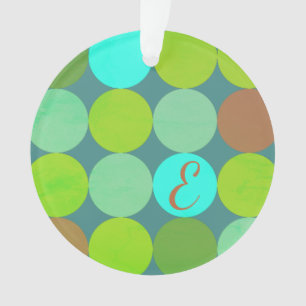 Monogramme Cercles Vert Citron Turquoise & Rouille