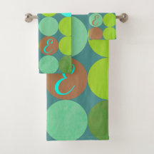 Monogramme Cercles Vert Citron Turquoise & Rouille