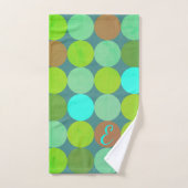 Monogramme Cercles Vert Citron Turquoise & Rouille (Serviette à main)