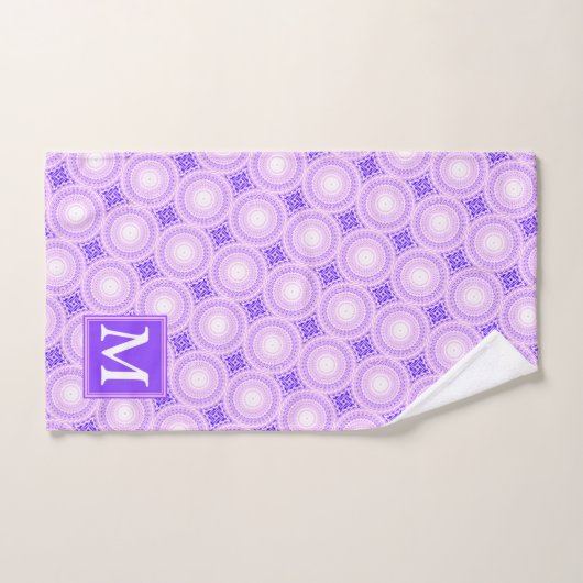 Monogramme cercles violets motif (Serviette à main)