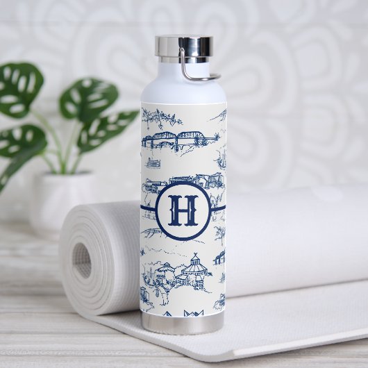 Monogramme Chattanooga Toile Bleu Bouteille d'eau (Yoga)