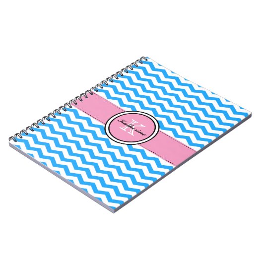 Monogramme Chevron bleu et carnet de notes à (Côté gauche)