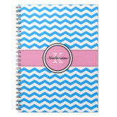 Monogramme Chevron bleu et carnet de notes à (Devant)