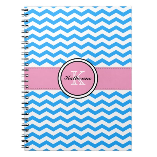 Monogramme Chevron bleu et carnet de notes à (Devant)
