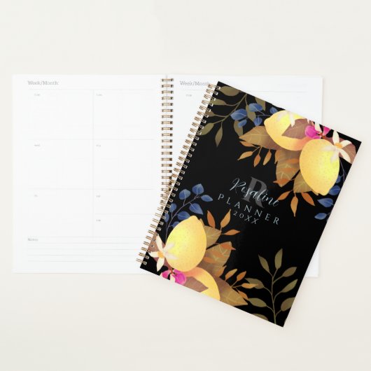Monogramme chic citron noir (Devant avec enveloppe)