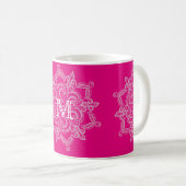 Monogramme chic de mandala de roses indien tasse (Devant droit)
