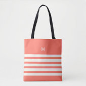 Monogramme | Chic Stripes Sac fourre-tout corail (Devant)