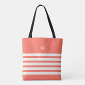 Monogramme | Chic Stripes Sac fourre-tout corail (Dos)