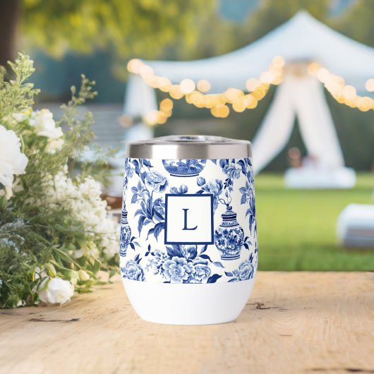 Monogramme Chinoiserie Bleue  (Mariage (pivoté))