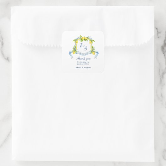 Monogramme citron Crest mariage autocollants (Sac)