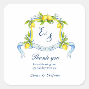 Monogramme citron Crest mariage autocollants