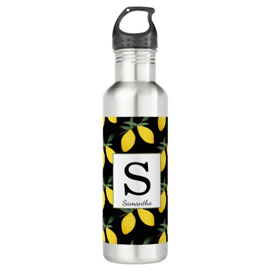 Monogramme citron Nom Bouteille d'eau (Devant)