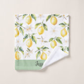 Monogramme Citrus Fruit citron Fleur blanche Botan (Gant de toilette)