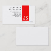 Monogramme clair rouge blanc Carte de visite (Devant / Derrière)