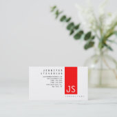 Monogramme clair rouge blanc Carte de visite (Debout devant)