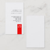 Monogramme clair rouge Carte de visite vertical pr (Devant / Derrière)