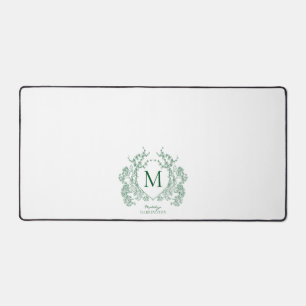 Monogramme classique à crête florale vert émeraude