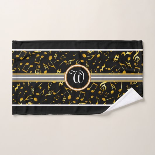 Monogramme classique avec Gold Music Notes sur BLA (Serviette à main)