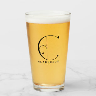Monogramme classique C initial avec verre de nom d