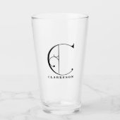 Monogramme classique C initial avec verre de nom d (Devant)