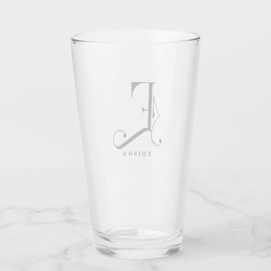 Monogramme classique E initial avec verre de nom d (Dos)