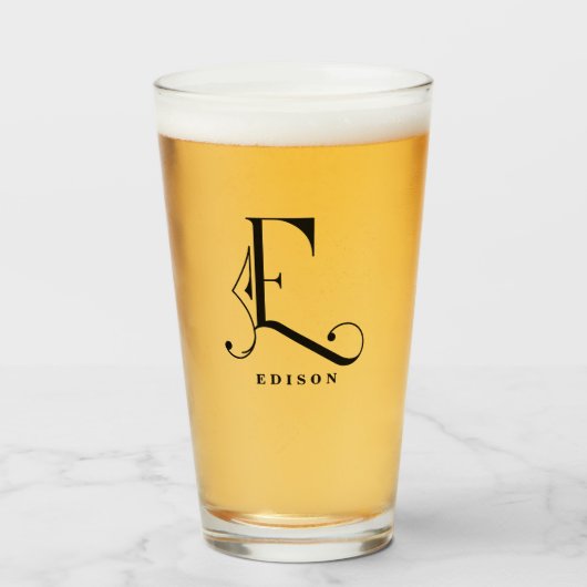 Monogramme classique E initial avec verre de nom d (Devant (rempli))