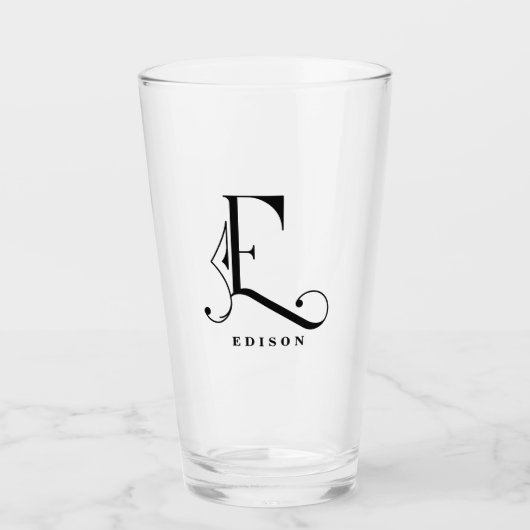 Monogramme classique E initial avec verre de nom d (Devant)