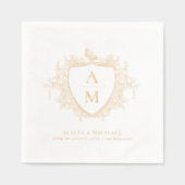 Monogramme classique élégant floral blason mariage (Recto)