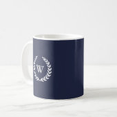 Monogramme classique élégant Mug bleu (Devant gauche)