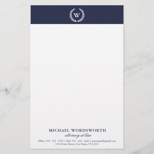 Monogramme classique élégant papeterie professionn (Devant)