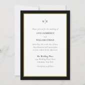 Monogramme classique Faire-part de mariage d'or no (Devant)