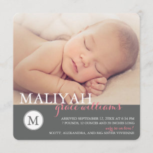 Monogramme classique Faire-part de naissance / Ros