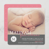 Monogramme classique Faire-part de naissance / Ros (Devant / Derrière)