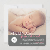 Monogramme classique Faire-part de naissance / Ros (Devant)