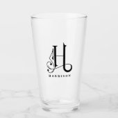 Monogramme classique H initial avec verre de nom d (Devant)