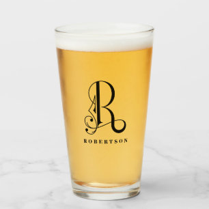 Monogramme classique Initia lR avec verre de nom d