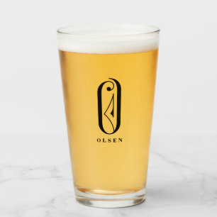 Monogramme classique initial O avec verre de nom d