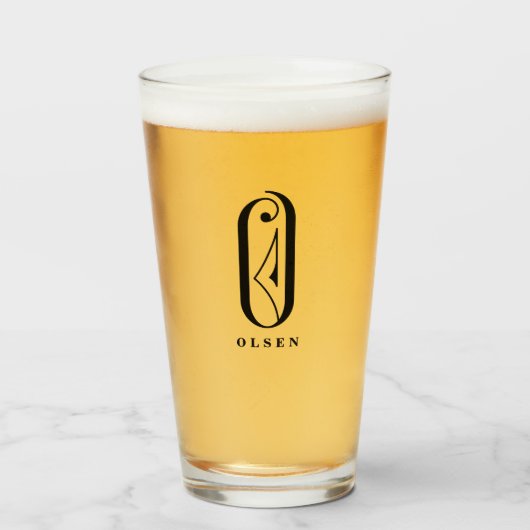 Monogramme classique initial O avec verre de nom d (Devant (rempli))