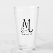 Monogramme classique M initial avec verre de nom d (Devant)