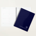 Monogramme classique minimal Nom Date Marine Bleu<br><div class="desc">Minimaliste Classic Monogrammed Planner Nom Date Marine Blue. Design minimaliste simple et moderne que vous pouvez personnaliser avec votre monogramme,  nom et date,  ou texte de votre choix en lettres typographiques classiques.</div>