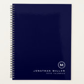 Monogramme classique minimal Nom Date Marine Bleu (Devant)