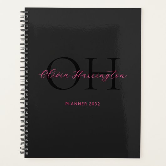 Monogramme classique moderne noir et rose (Devant)