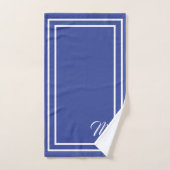 Monogramme classique Périwinkle Bleu et Blanc (Serviette à main)