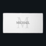 Monogramme classique personnalisé et nom<br><div class="desc">Monogramme personnalisé et cadeau de nom caractéristiques personnalisées nom en gris et monogramme en gris clair comme arrière - plan, dans le style de police serif classique, sur arrière - plan blanc. Parfait comme cadeau de vacances, cadeau de fête des pères pour papa et cadeau pour toutes les occasions spéciales....</div>