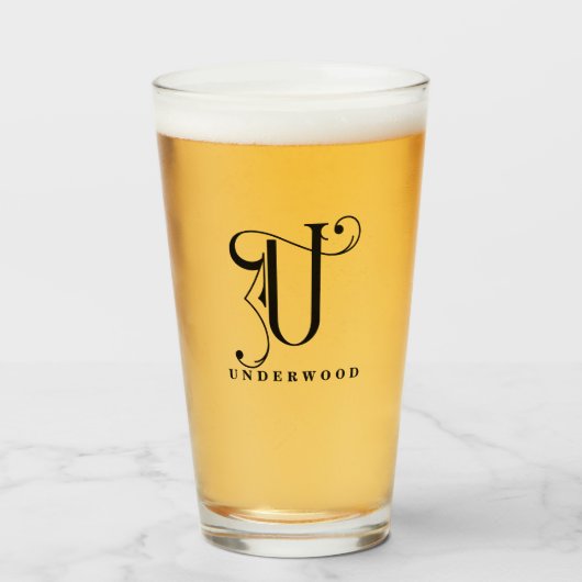 Monogramme classique U initial avec verre de nom d (Devant (rempli))