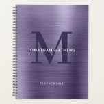 Monogramme classique violet brossé en métal de min<br><div class="desc">Simple Métallurgique Brossé Minuit Purple Classic Monogramme</div>